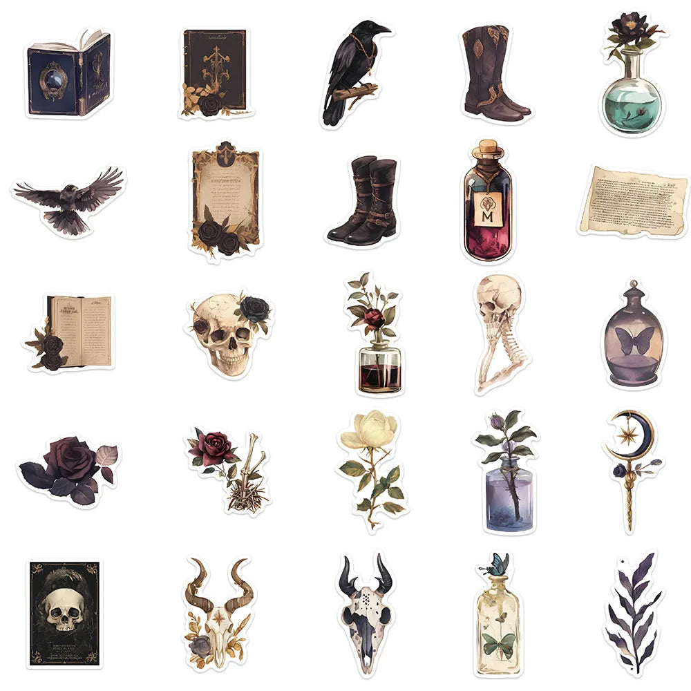 50-100pcs Dark Aesthetic Diary Stickers Graffiti Horrible Decals For Phone Laptop Skateboard Suitcase Guitar Waterproof Sticker