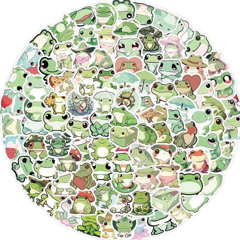 10/30/100PCS Cute Little Frog PVC Sticker Aesthetic Stationery School Supplies DIY Decoration Korean Scrapbooking for Kids