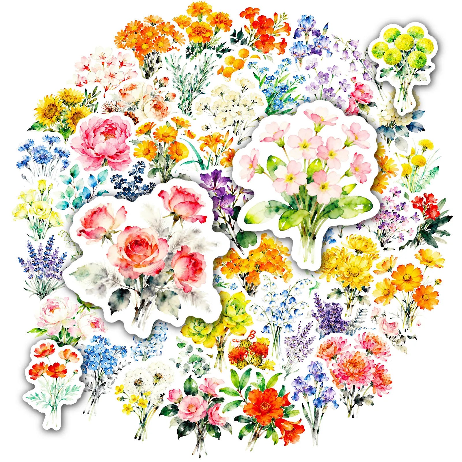 56PCS Fresh Plant Flower Stickers, Phone Cup Suitcase Diary Notebook Kids Stationery Decorative Art Decals Sticker