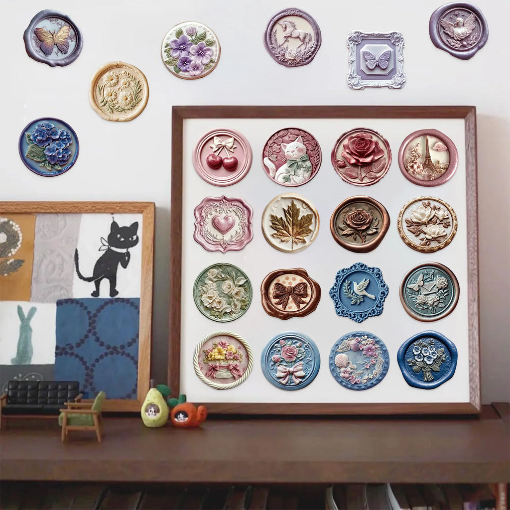 52/104 PCS Transparent Cartoon Relief Stickers Waterproof Transparent PET Decorative Guitar Notebook