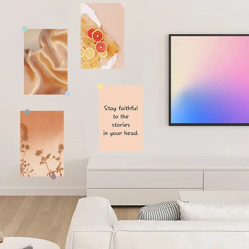 10PCS Beige Poster Collage Card Postcard Stickers Aesthetics Retro Fashion Harajuku DIY Decorative Dot Atmosphere With Stickers