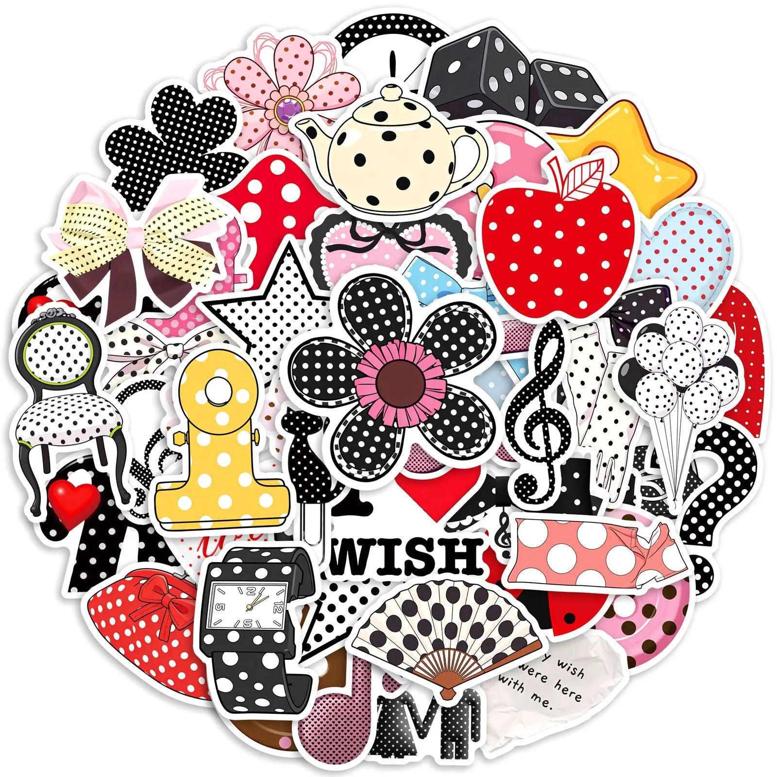 50/100Pcs Polka Dot Ins Style Minimalist Object Stickers PVC Waterproof for Diary Scrapbook Helmet Guitar Phone Laptop Furniture