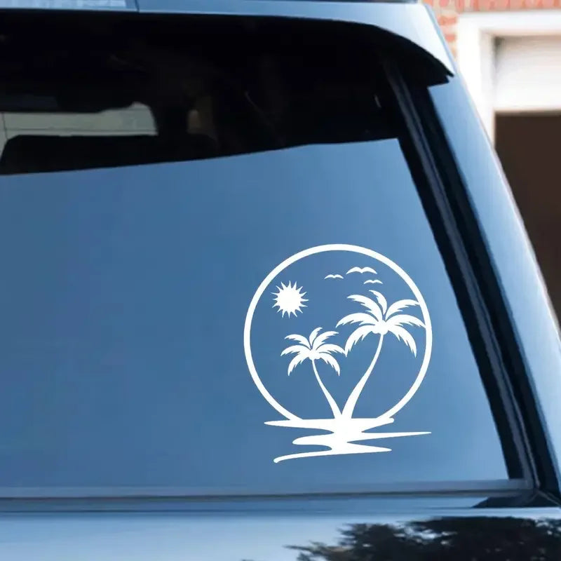 1pc Beautiful Beach Landscape Car Sticker Beautiful Pattern Vinyl Decals Self-adhesive Removable Waterproof Decal