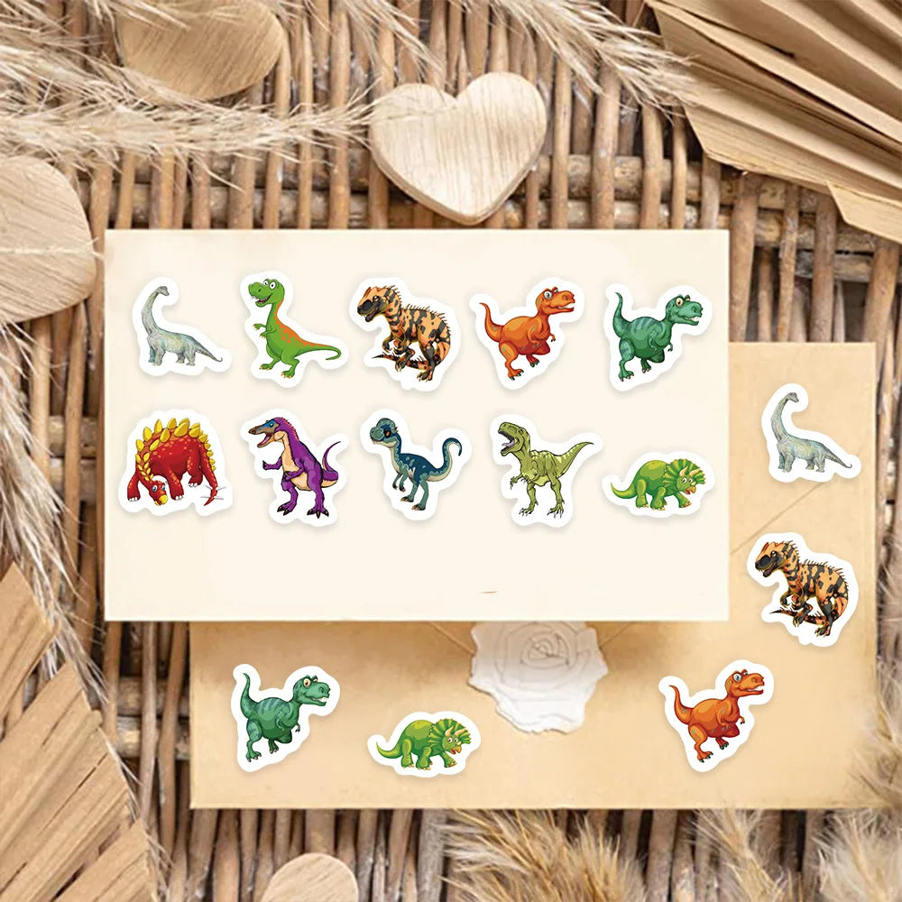 500PCS Cartoon Fun Dinosaur Learning Reward Stickers 10 pieces 2.5cm/1.0-inch Dinosaur Learning Reward Set Party Gift Stamps