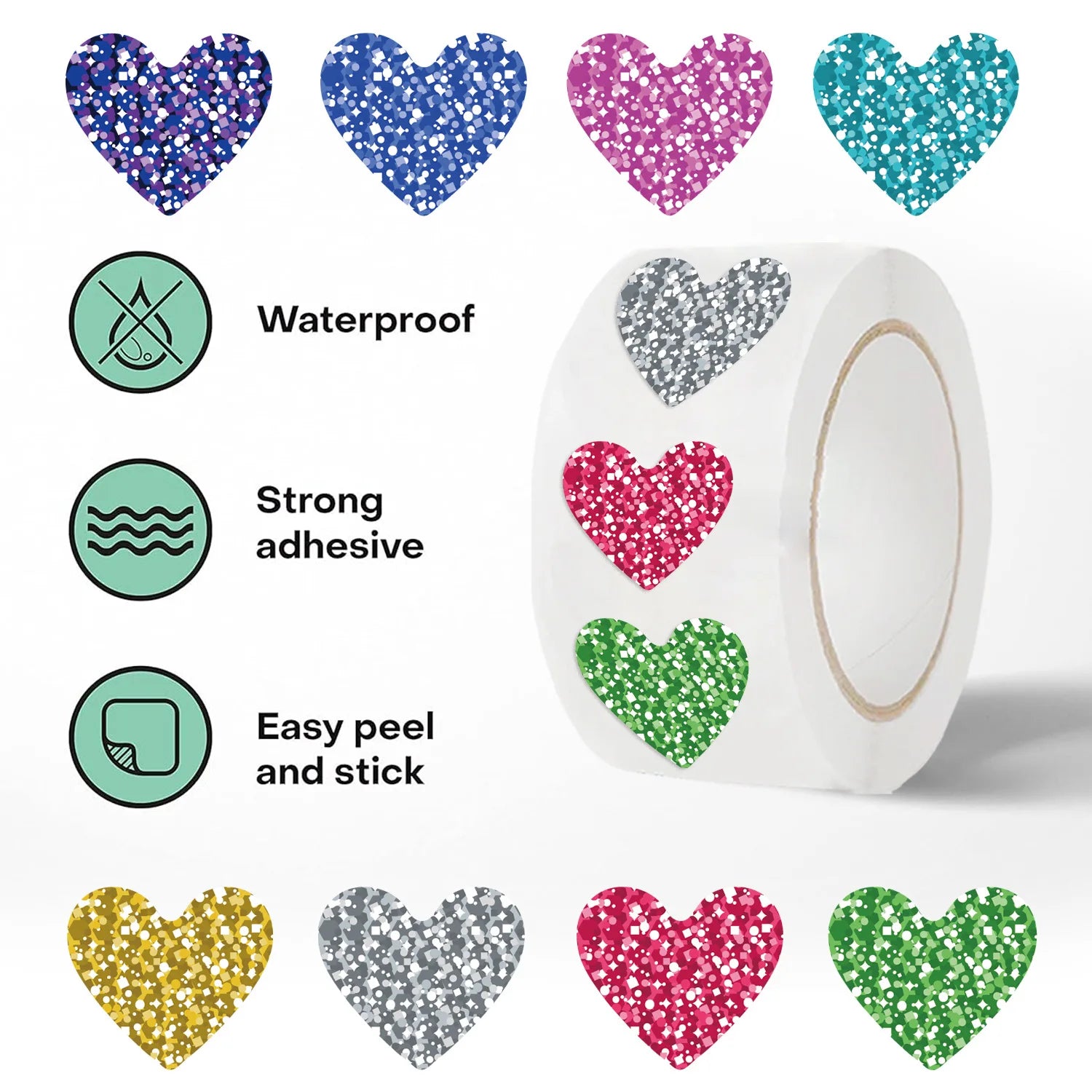 500PCS Roll Adhesive Tape Love Reward Stickers Decorative Envelope Sealing Sticker