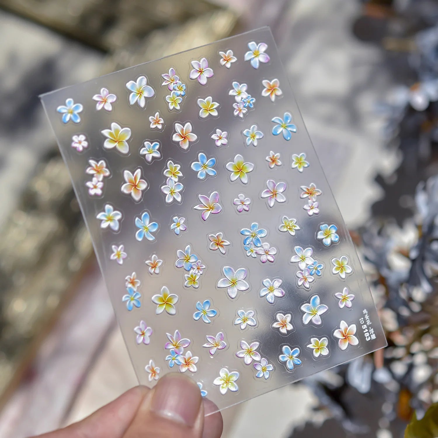 Classic White Flowers Nail Charms Stickers 5D Embossed Pearls Flowers Ribbon Design Nail Art Stickers DIY 3D Manicure Decoration