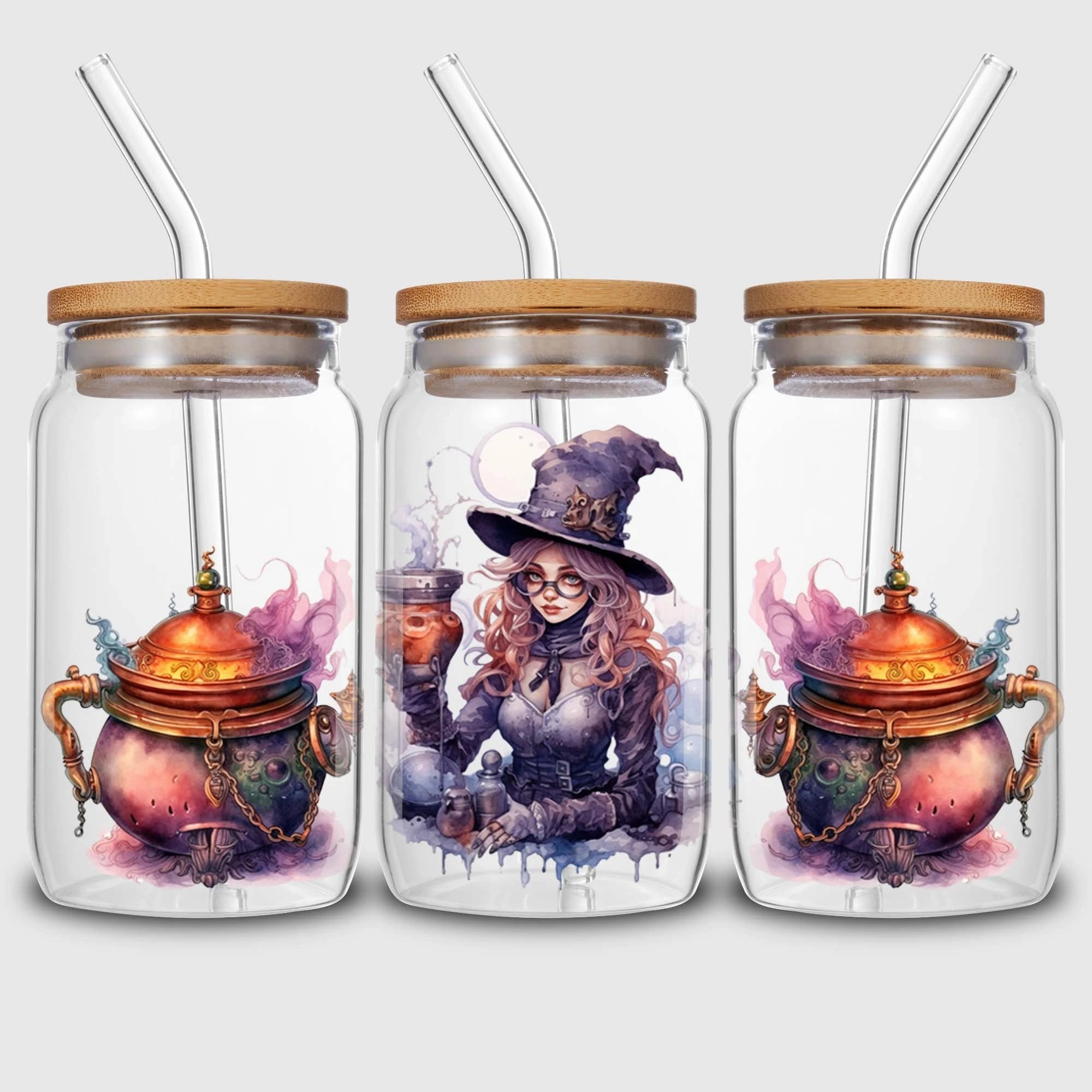 5 sheets Steampunk UV DTF Cup Stickers, DTF Friction Transfer Stickers, Waterproof Cartoon Transfer Stickers for 16oz Glass Cups