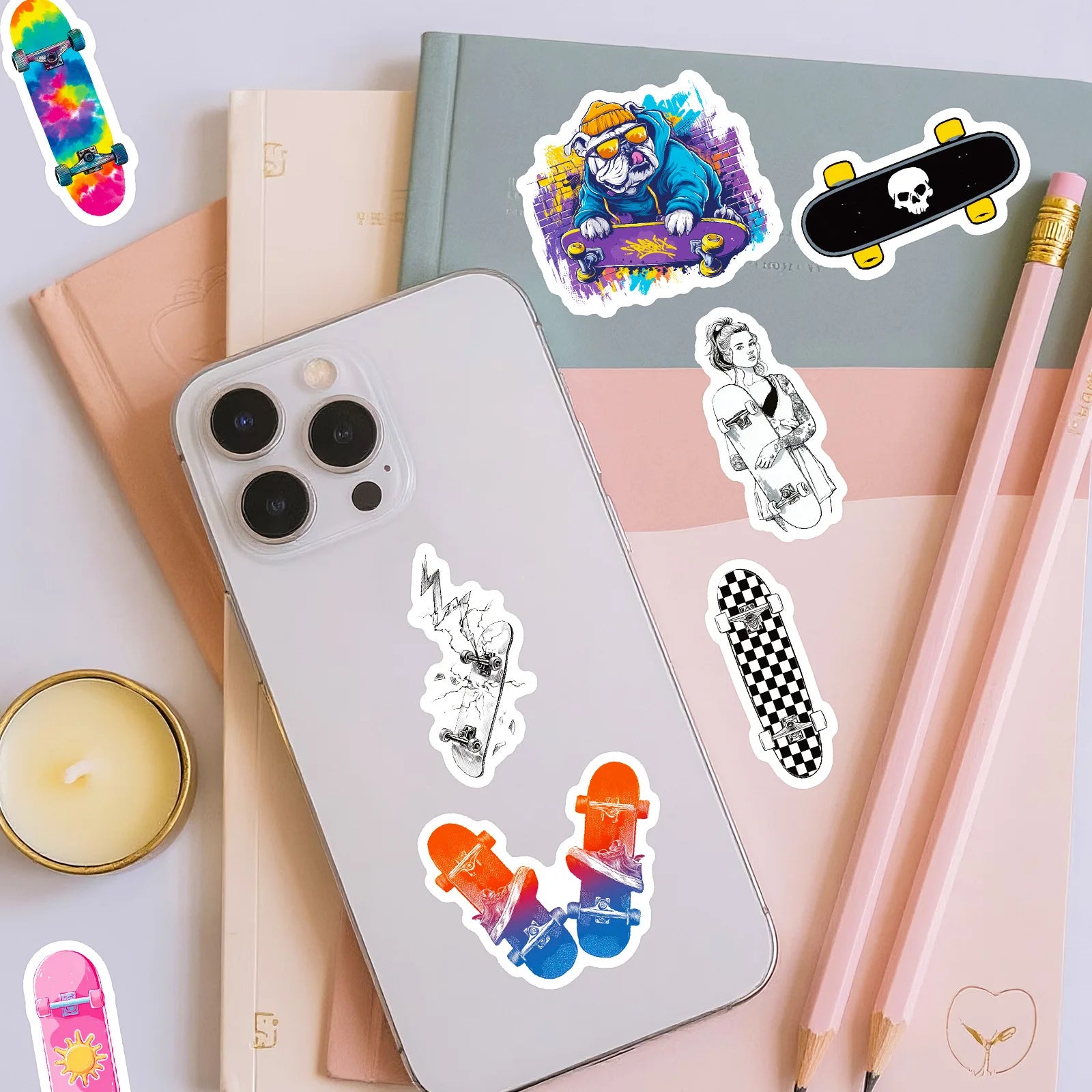 56/112 Pcs Cool Skateboard Funky Pattern Stickers No Repeat for Scooter Helmet Bike Suitcase Car Outdoor Equipment Pencil case