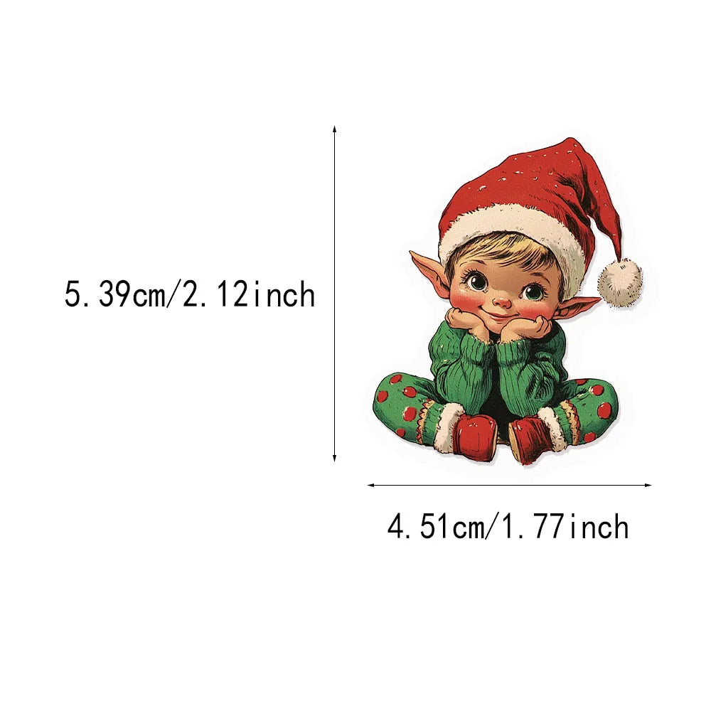 50PCS Retro Christmas Fun Stickers Set Waterproof Transparent PET Booklet Decorative Laptop Tablet Waterproof Stickers