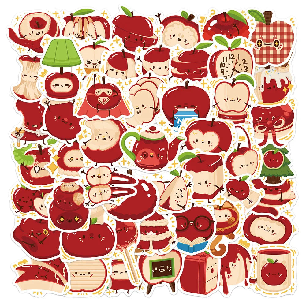 50-Pack Cute Fresh Apple Garden Stickers for Water Bottles Laptops Notebooks Phones Student Stationery DIY Decoration