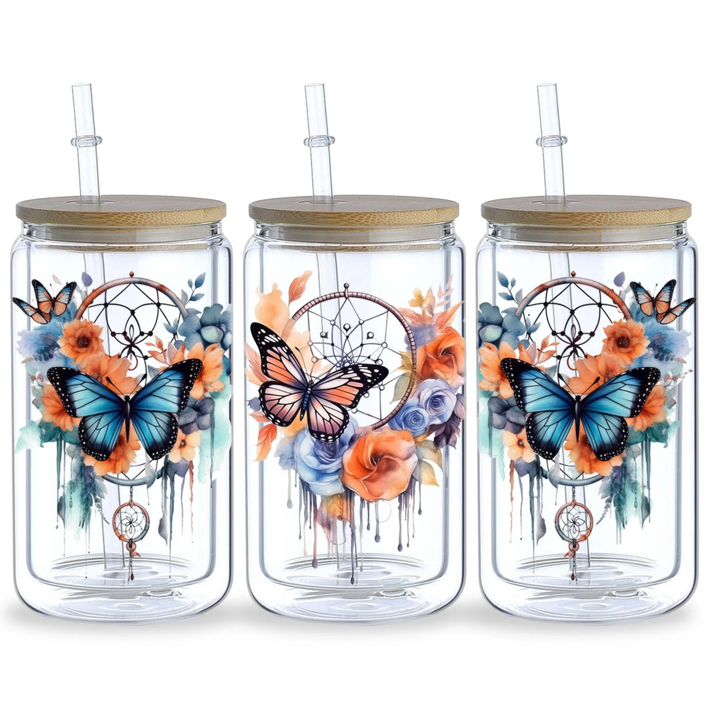 5 sheets Dreamcatcher UV DTF Cup Stickers, DTF Transfer Stickers, Waterproof Wipe-Off Transfer Paper for 16oz Glass, Mug, Crafts