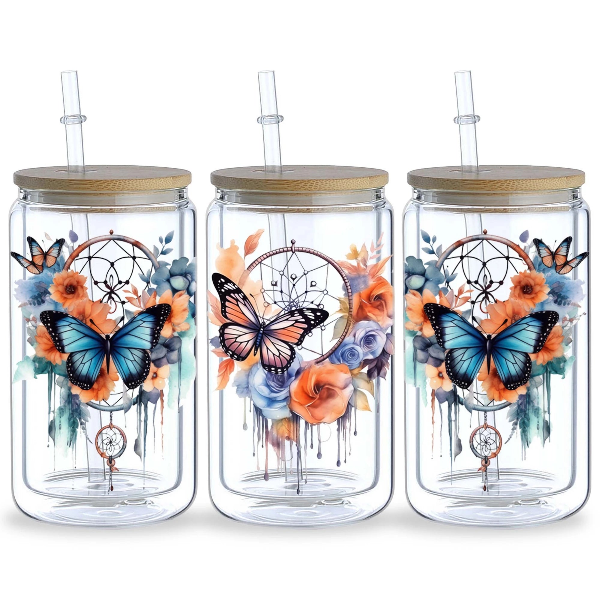 5 sheets Dreamcatcher UV DTF Cup Stickers, DTF Transfer Stickers, Waterproof Wipe-Off Transfer Paper for 16oz Glass, Mug, Crafts
