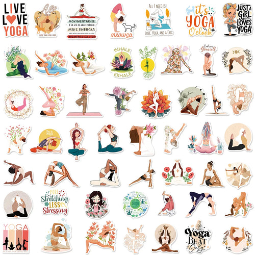 10/30/50PCS Cartoon Yoga Colored PVC Sticky Sticker Aesthetic DIY Children's Decoration Scrapbooking School Supplies