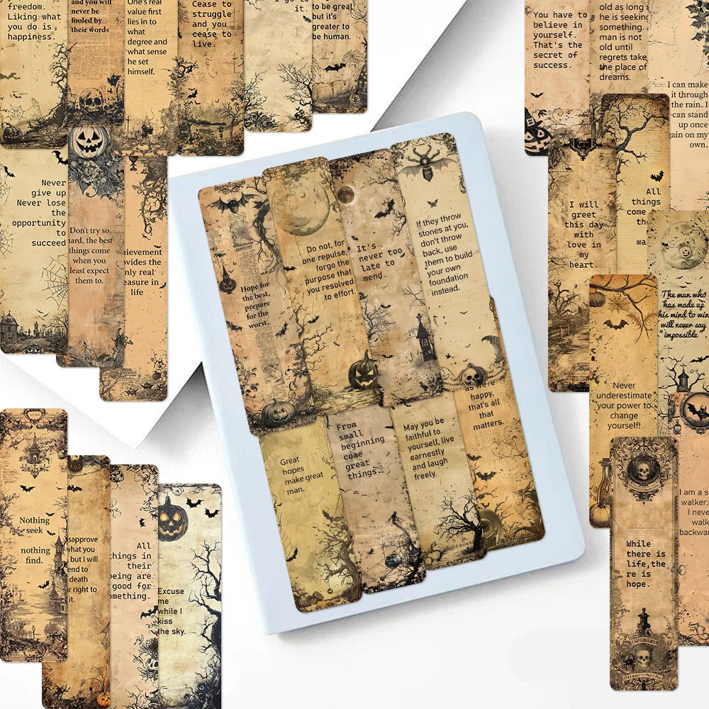 30 Pcs Retro Dark Inspirational Quote Bookmarks DIY Bookmark Decor