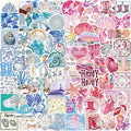 50/100PCS Blue & Pink Coast Aesthetic Graffiti Stickers Decor Guitar Notebook Luggage DIY Stationery Books Waterproof Stickers