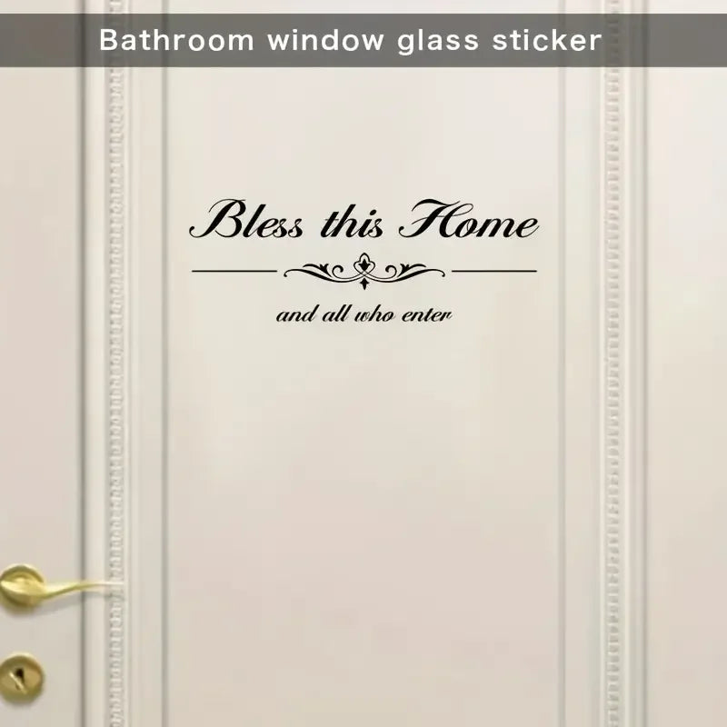 1pc Bless This Home And All Who Enter English Sticker, Vinyl Separated Letters Decal, Wall Quote Sticker, Home Entryway Letterin