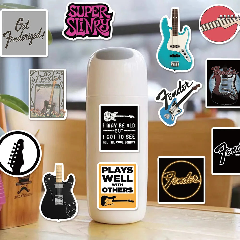 50PCS Trendy Guitar Music Graffiti Stickers DIY Manual Luggage Skateboard Water Cup Computer Tablet Waterproof Stickers