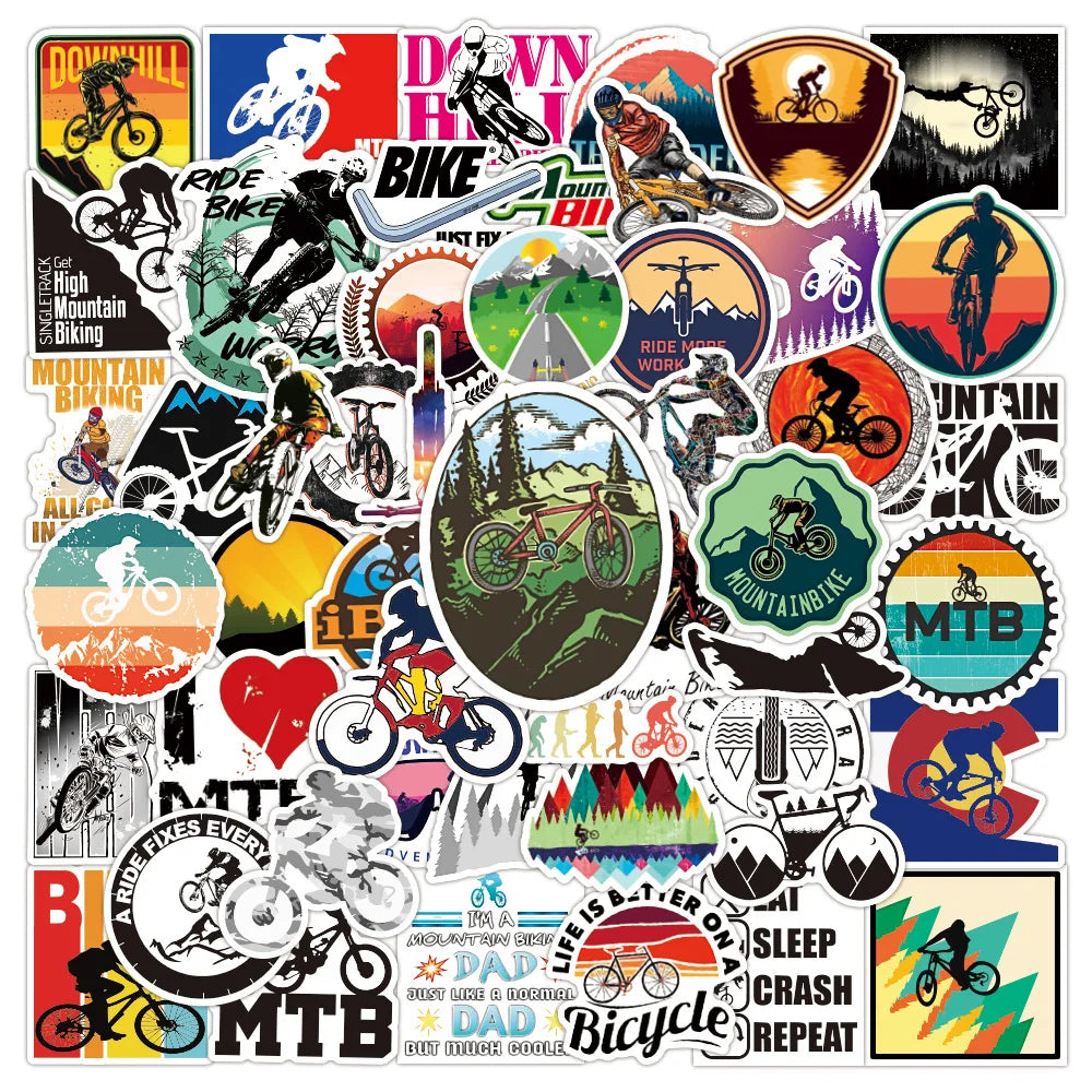 50-Pack Mountain Bike Outdoor Cycling Sport Stickers Notebook Luggage Phone Doodle Decals Sticker