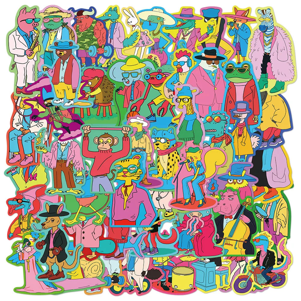 50/100PCS Cartoon Cute Graffiti Animal Colorful Stickers Luggage Handbooks Skateboard Decor Stickers