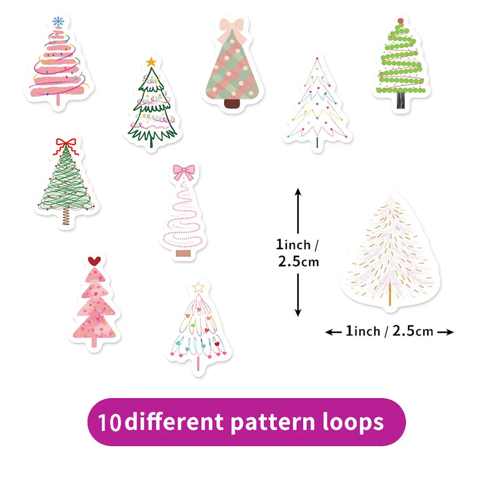500PCS Christmas Tree Christmas Series Roll Stickers Small Pattern Decoration DIY Bags, Tablets, Water Cups, Toy Stickers