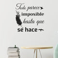1pc Spanish Inspirational Quote Wall Decal - "Todo Parece Imposible Hasta Que Se Hace" Vinyl Peel & Stick Removable Art with Fea