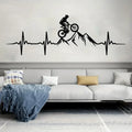1pc Creative Wall Sticker, Mountain Bike Heartbeat Pattern Self-Adhesive Wall Stickers, Bedroom Entryway Living Room Porch Home