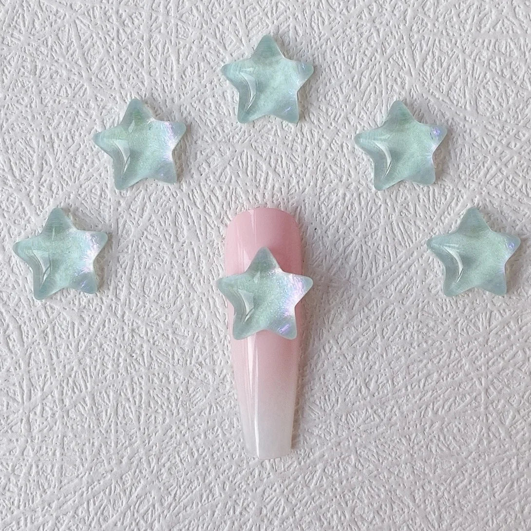 20pc Starry Sky Mocha Star Nail Art Accessory Cute K9 Star Crystals Resin Nail Charms Multicolor Gems Nails Decoration DIY Parts