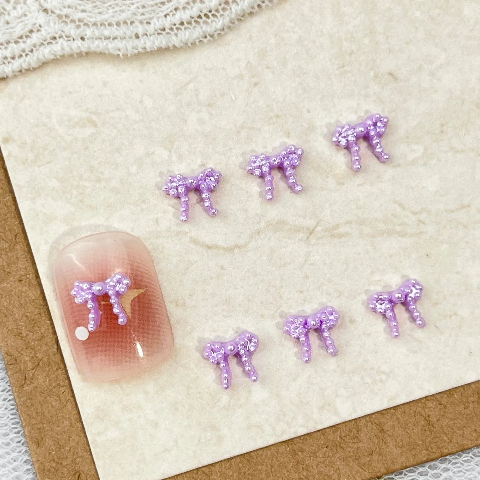 10pc Cute 3D Resin Pearl Bow Nail Art Charms Macaron Imitation Japanese Preal Bowknot Ribbon Nail Decorations DIY Nail Accessory