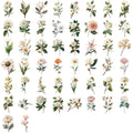 50/100PCS Transparent Retro Long Branch Flower Sticker Pack Waterproof Transparent PET Decorative Guitar Notebook Stickers