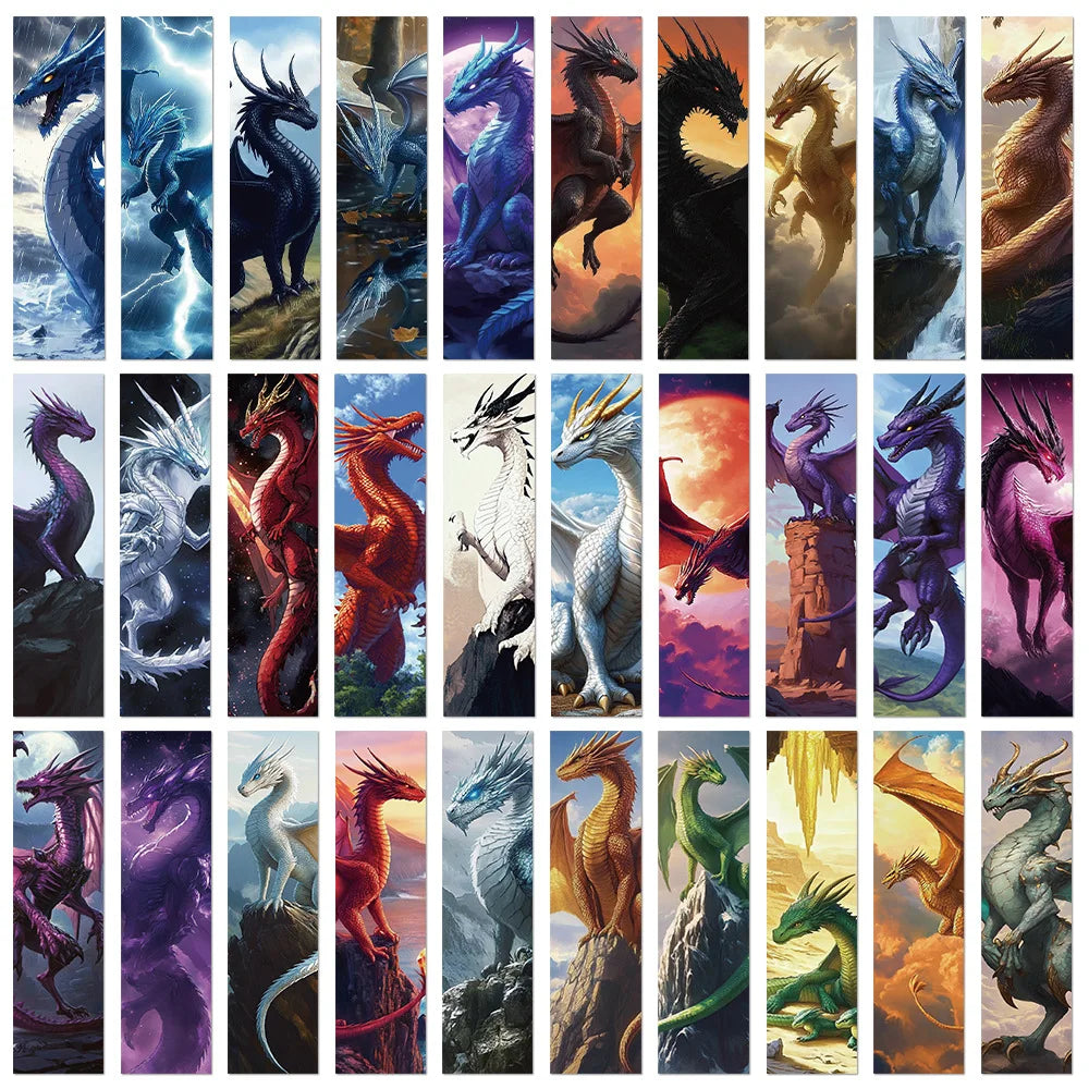 30PCS Cartoon Retro Dragon Wing Bookmarks