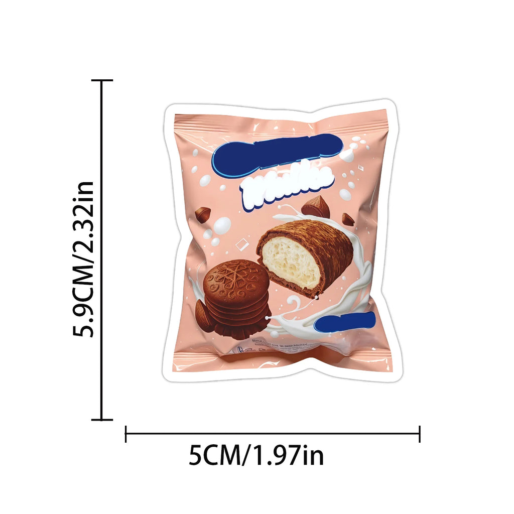 50-Pack Ins Style Food Dessert Waterproof DIY Graffiti Stickers for Desktop Water Cup Notebook Phone Tablet Luggage Decoration