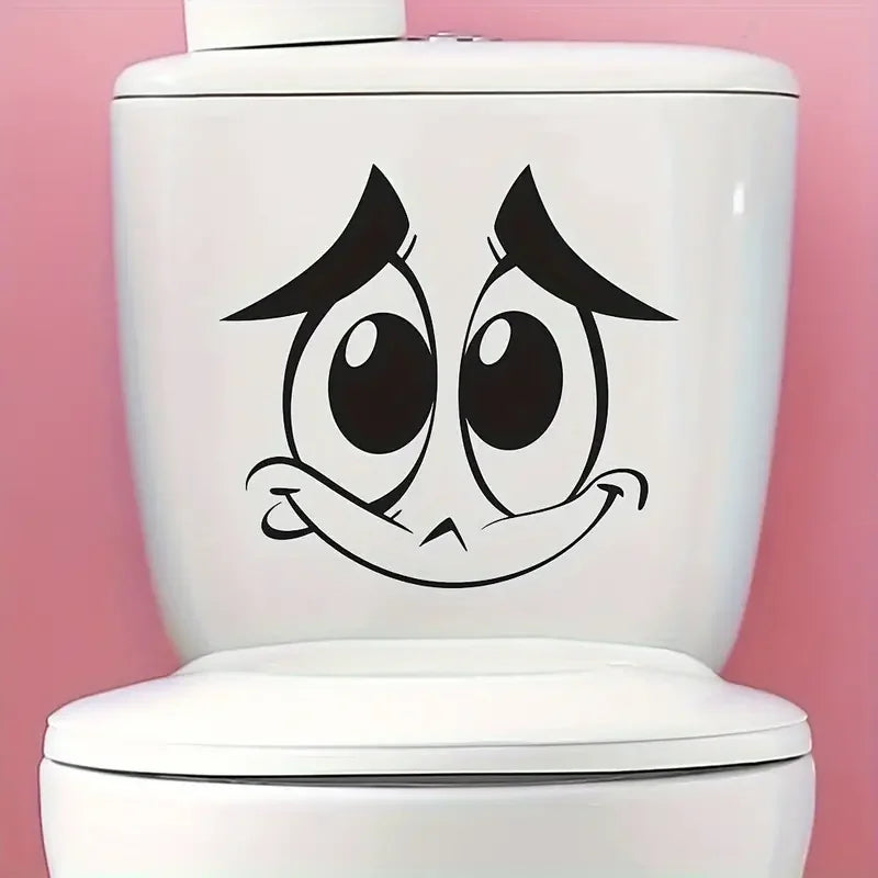 Funny Expression Art Toilet Decal - Removable Waterproof Vinyl Sticker for Bathroom, Perfect for Lid & Tank Decor, Home Decorati