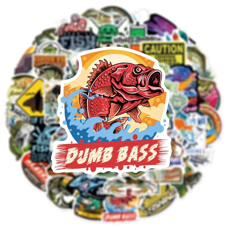 10/30/50PCS Cartoon Fishing Sticker Aesthetic PVC Children's Korean Stationery School Supplies Decoration Scrapbooking for Kids