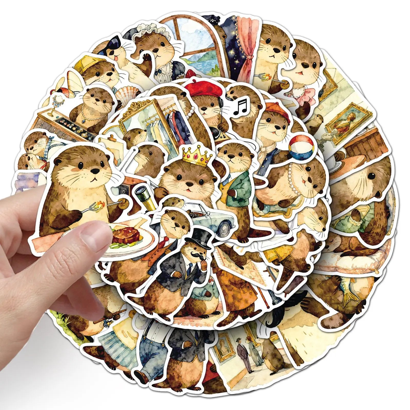 50/100PCS Cartoon Otter Stickers, Cute Animals, Creative Waterproof Decoration, Phone Computer Stationery Stickers