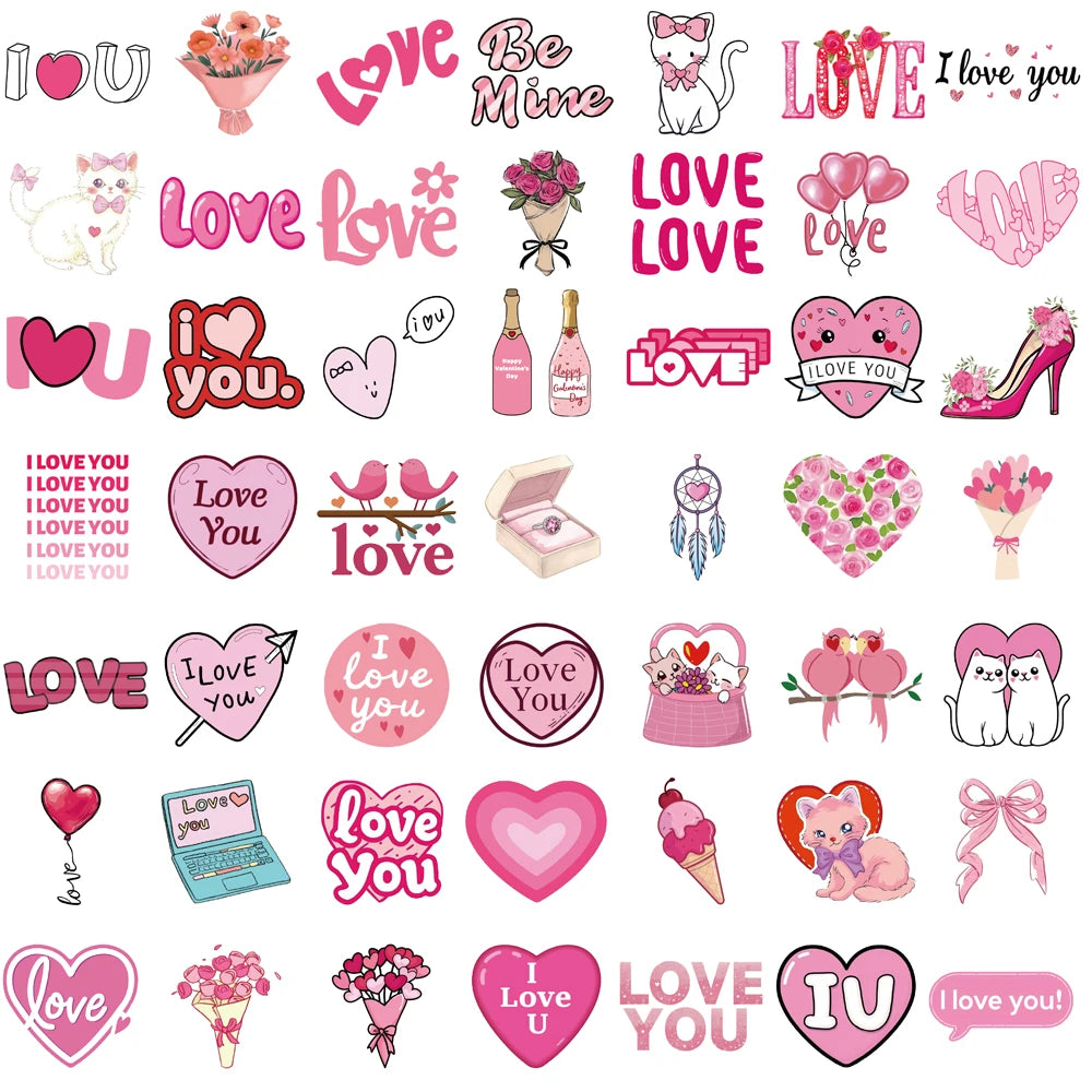 50PCS Love Print Sticker Luggage Scrapbooking Art Picture Living Room Laptop Skateboard Graffiti DIY Phone Scrapbooking Sticker
