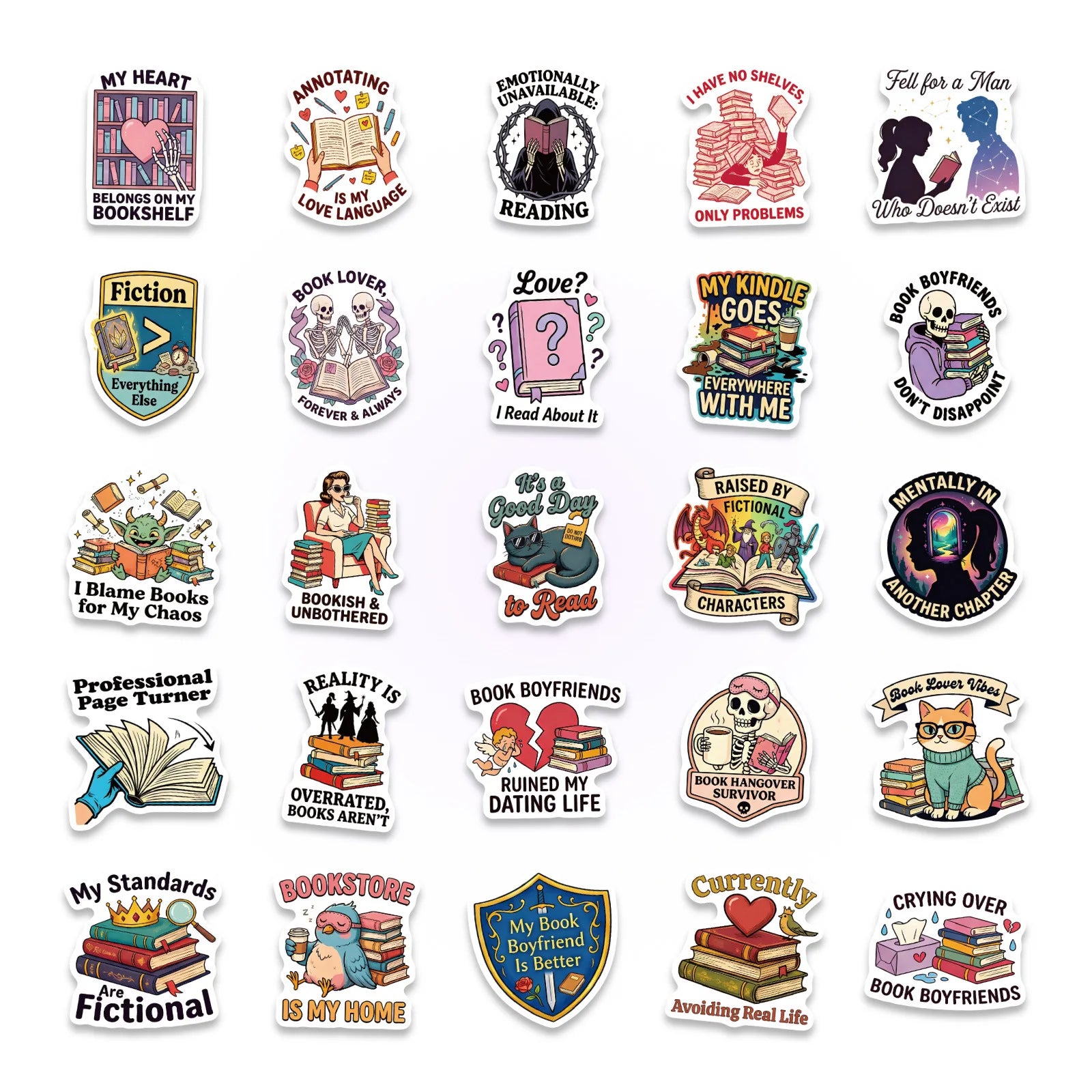 56/112PCS Cartoon Reading Motivational Aesthetic Stickers Tablet Helmet Guitar Notebook Student Supplies Waterproof Sticker