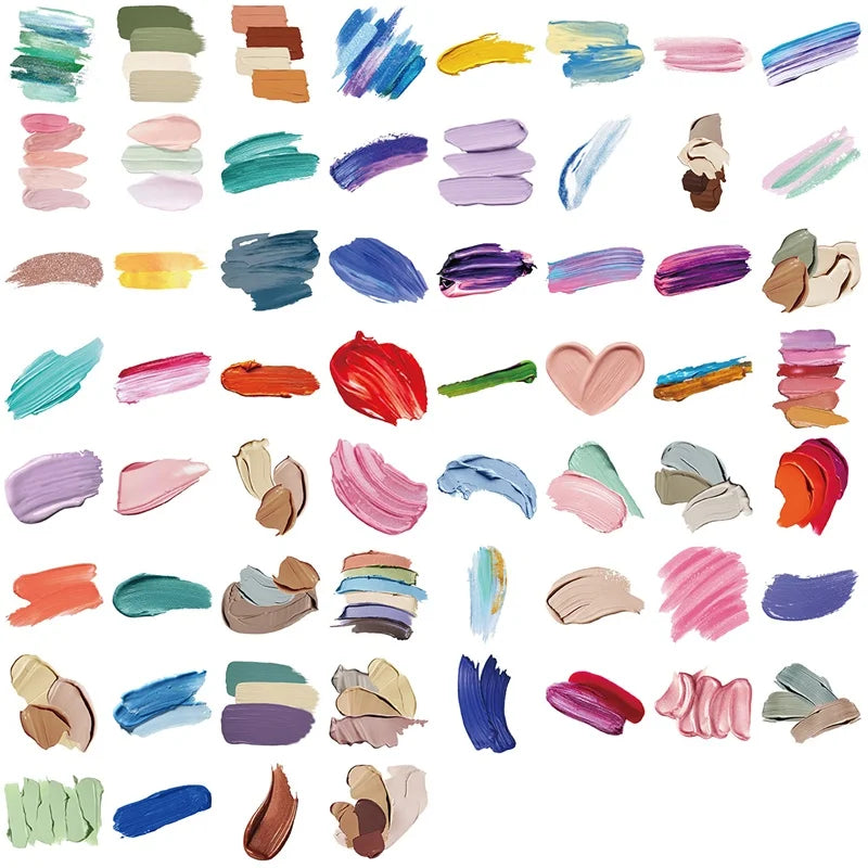 60PCS Watercolor Strip PET Sticky Sticker Aesthetic Tear Open DIY Decoration Scrapbooking School Stationery Supplies for Kids
