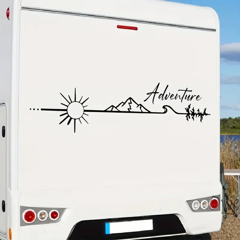 Camping Outdoors Adventure Vinyl Sticker, Camper Van SUV Decoration Decals Car Window Door Vinyl Decals Decoration