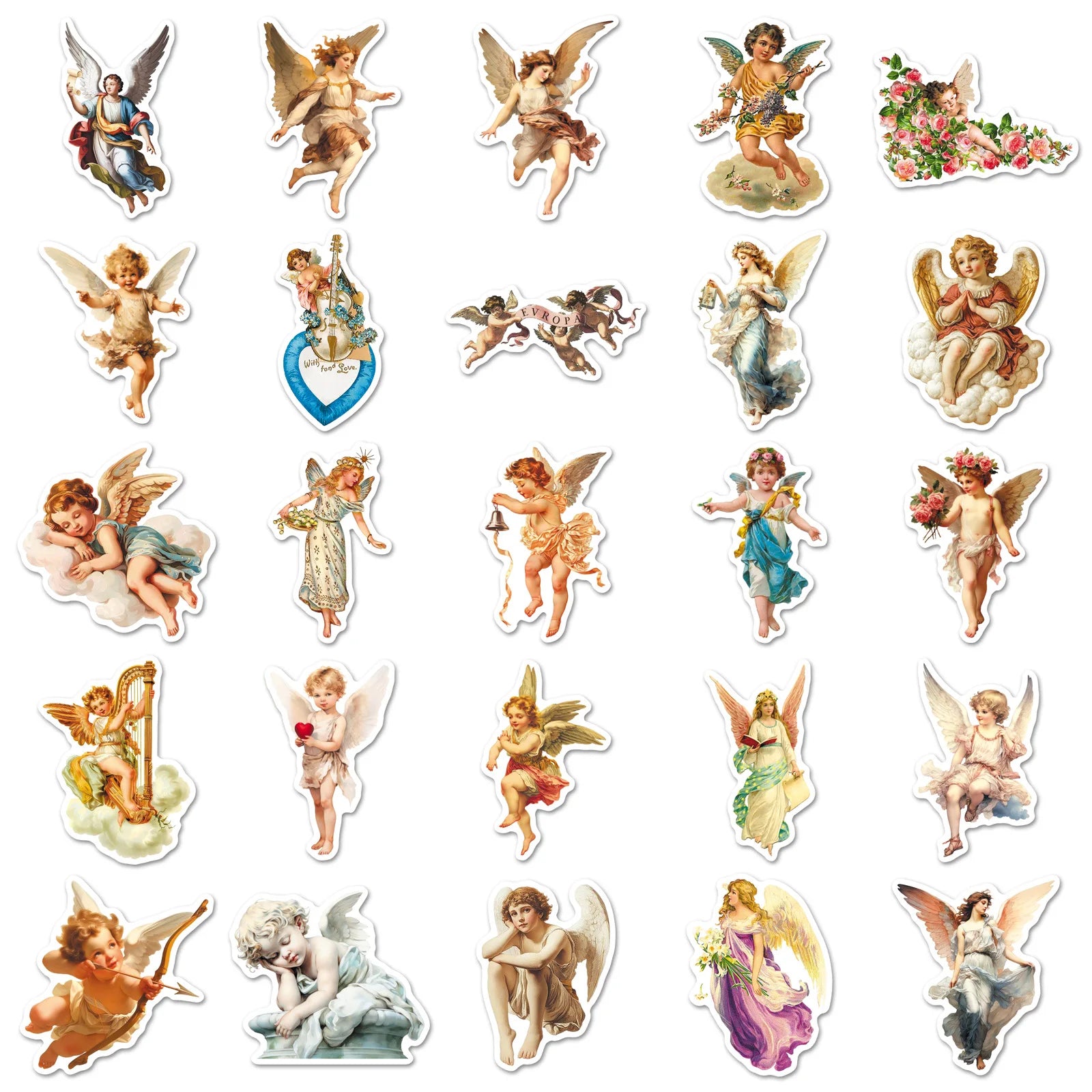 50-Pack Retro Cupid Nordic Angel Graffiti Stickers for DIY Decoration on Mobile Phones Guitars Headsets Luggage Notebooks