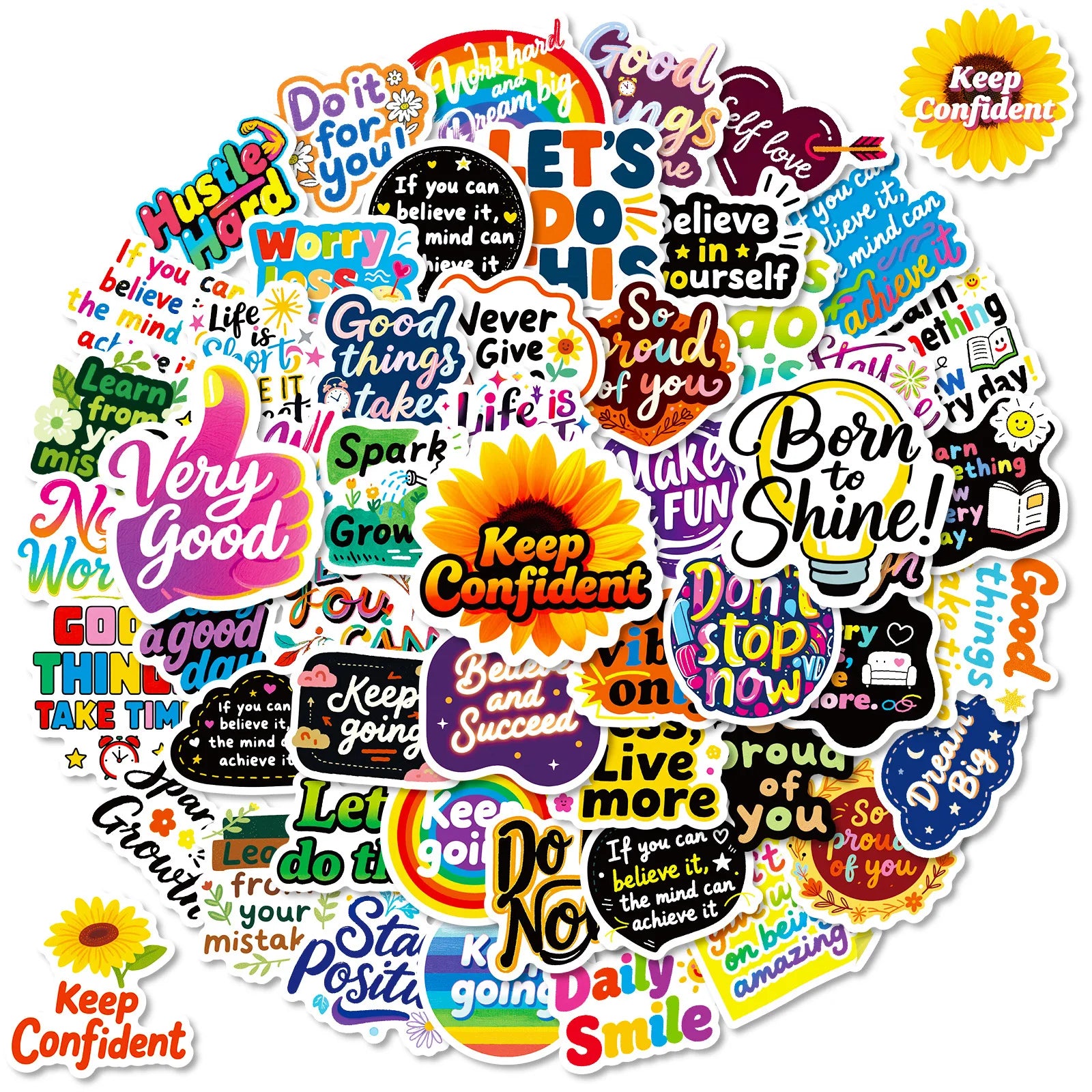 56-Piece Motivational Graffiti Sticker Set Student Stationery Notebook Phone Helmet Decor Waterproof Decals
