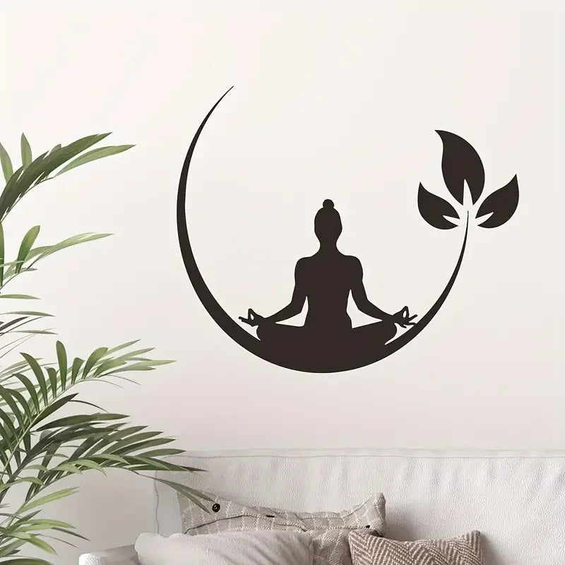 1pc Wall Sticker With Yoga Pattern, For Bedroom/ Living Room/ Wall Decoration