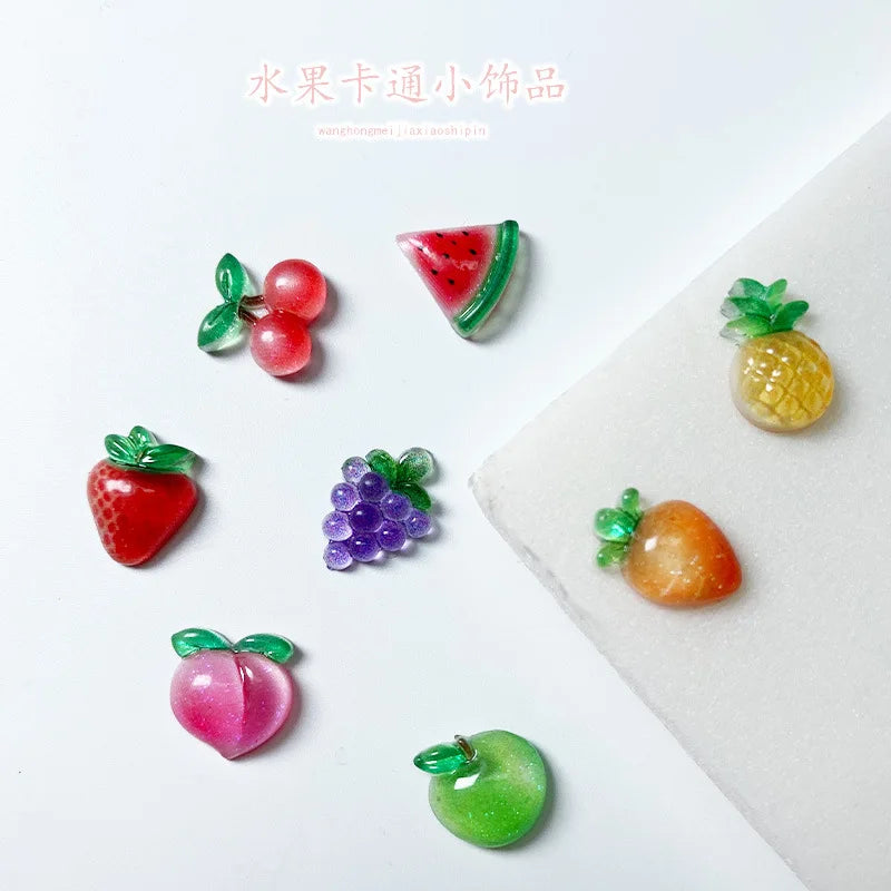 Food Play Candy Nail Art Charms Iridescent Gradient Gold Foil Rainbow Candy Resin Nail Rhinestone Decoration DIY Nails Accessory