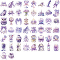 50/100PCS Cute Cartoon Purple Dream Waterproof Transparent PET Stickers Decor for Notebook Stationery Helmet Skateboard