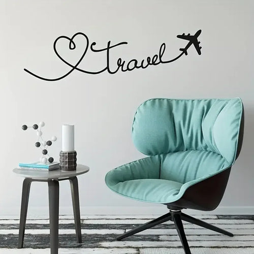 1pc Removable Sticker, Modern Art, Travel Wall Stickers, Love Airplane Decorative Sticker, Removable Self-adhesive Waterproof, F