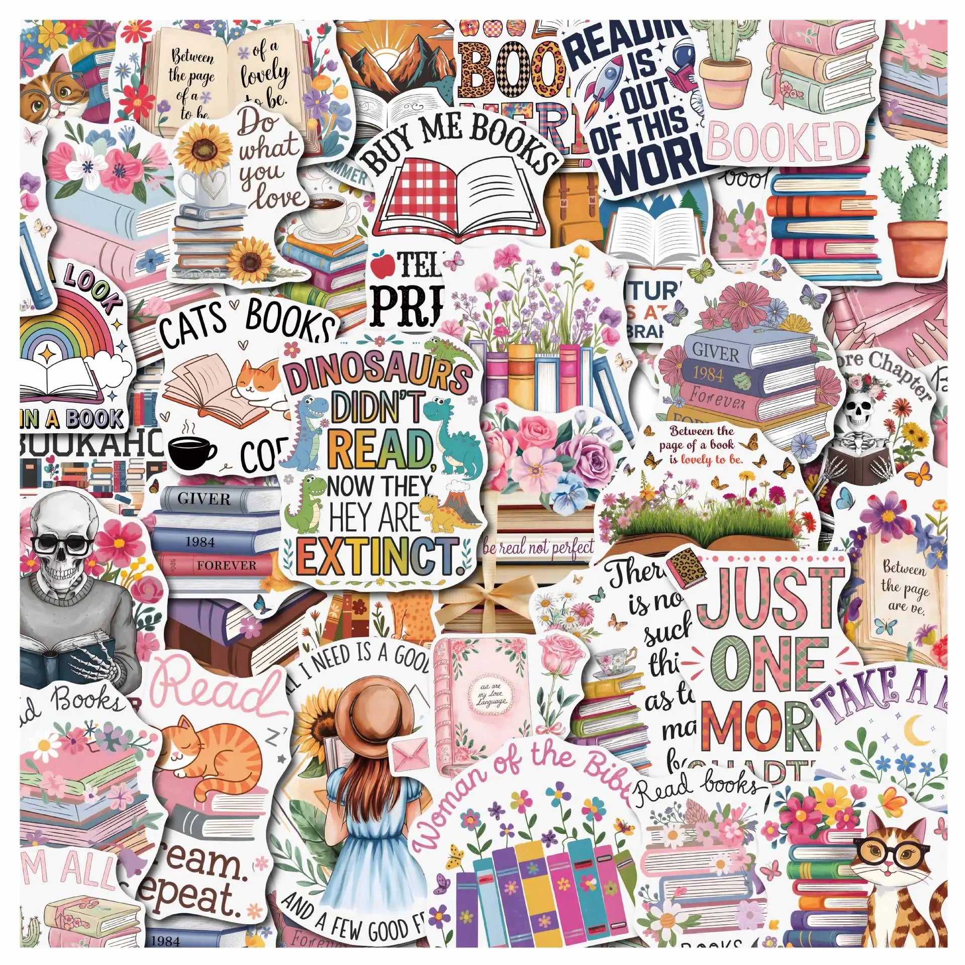 50/100PCS Cartoon Book Graffiti Sticker Cup Phone Waterproof Decorative Sticker Creative Book Decals