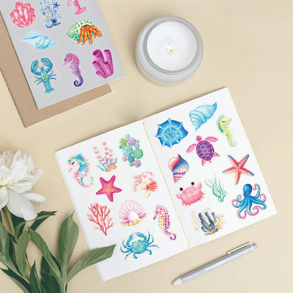 50-Pack Psychedelic Ocean Coral Shell Graffiti Stickers Waterproof Decorations for Phones Laptops Helmets Stationery Notebooks