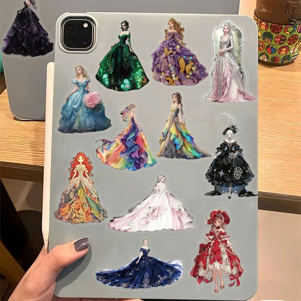 50PCS Skirt Girl Series Sticker Set Transparent Waterproof PET Brochure Flower Material Decorative Notebook Waterproof Stickers