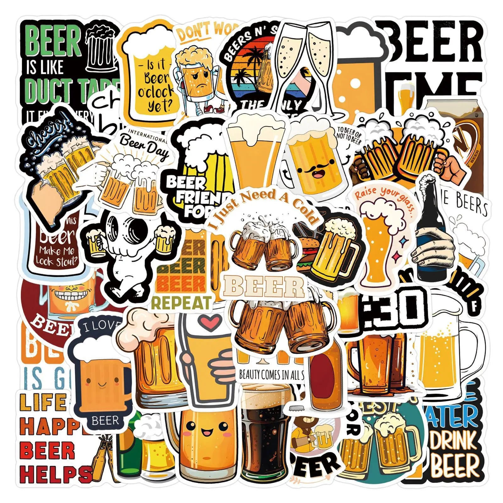 55/110PCS Funny Beer Personality Graffiti Sticker Car Luggage Water Cup Stationery Notebook Sticker