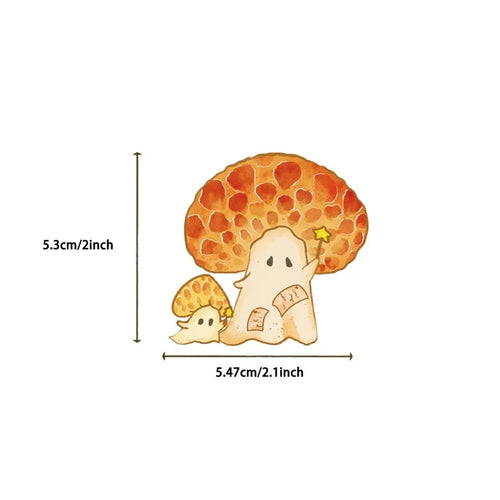 10/30/50PCS Cartoon Mushroom Ghost PVC Sticky Sticker Aesthetic DIY Stationery Decoration Scrapbooking School Supplies for Kids