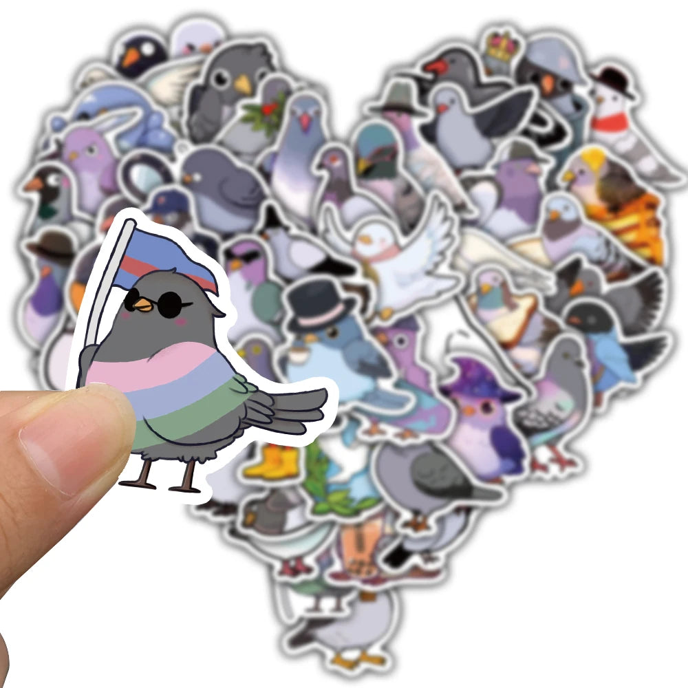 50PCS Pigeon Pigeon Sticker Cartoon Aesthetic Personalized Laptop DIY Bicycle Phone Suitcase Stationery Supplies Stickers